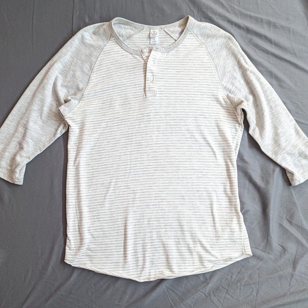 Alternative Apparel 3/4 Sleeve Striped Baseball T Shirt Henley